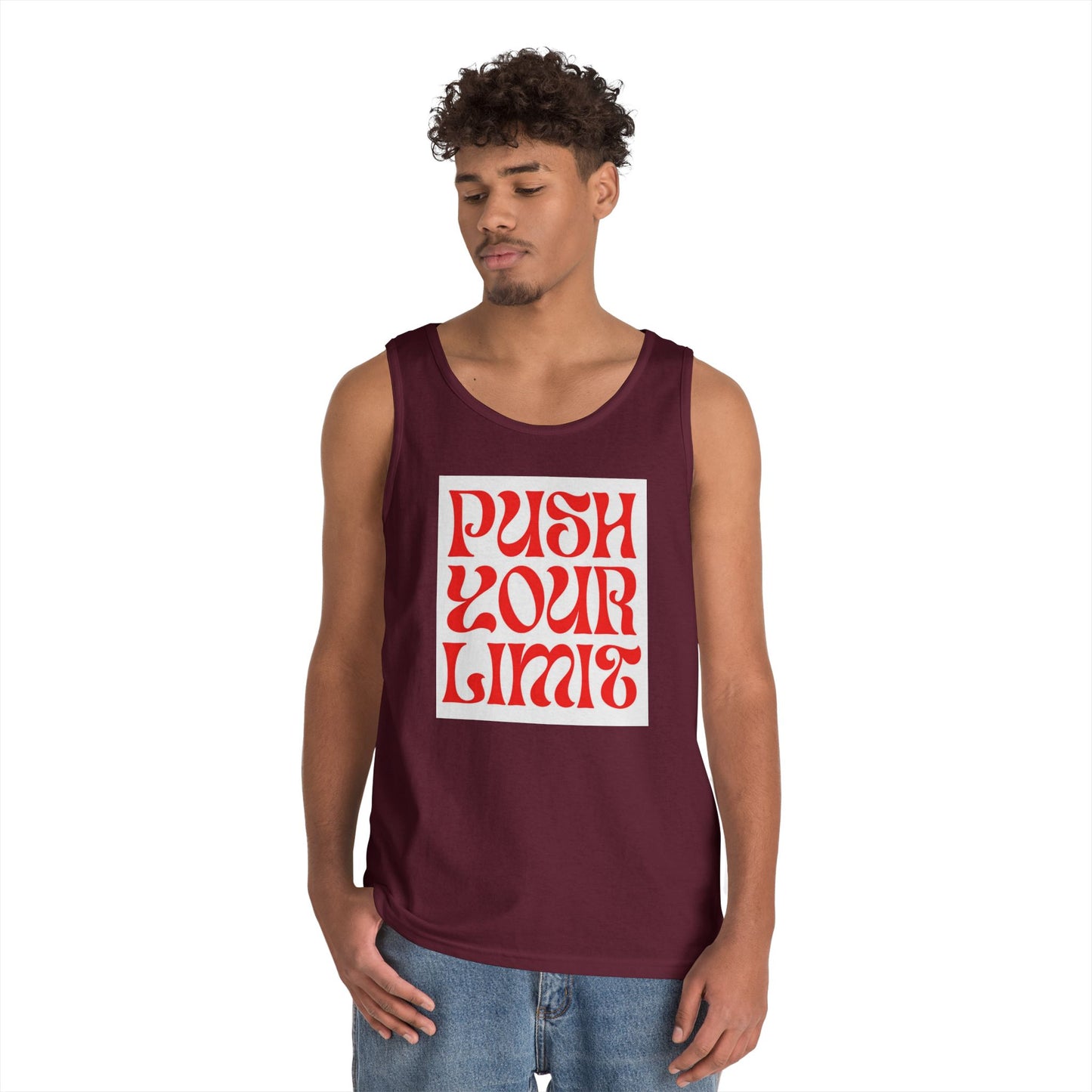 Push Your Limits Tank Top — Retro Motivational Fitness Shirt