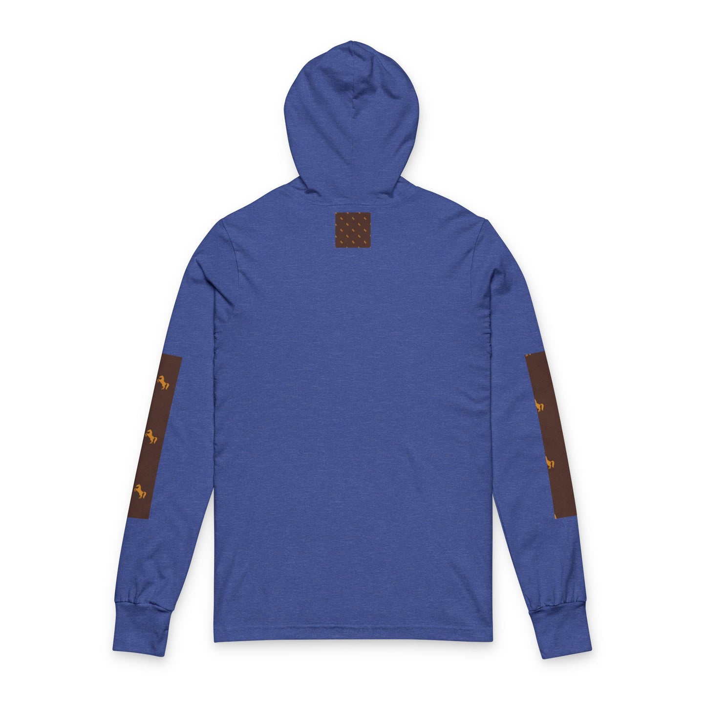 Hooded Long Sleeve Tee — Brown Patterned Horse Motif